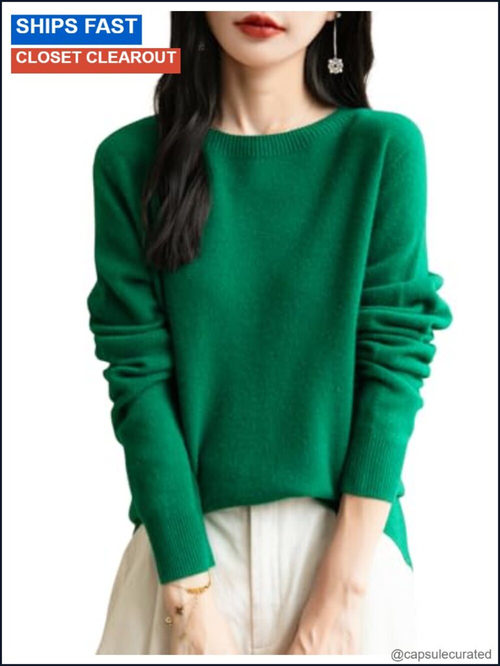 100% Merino Wool Seamless Crewneck Sweater Long Sleeve Pullover